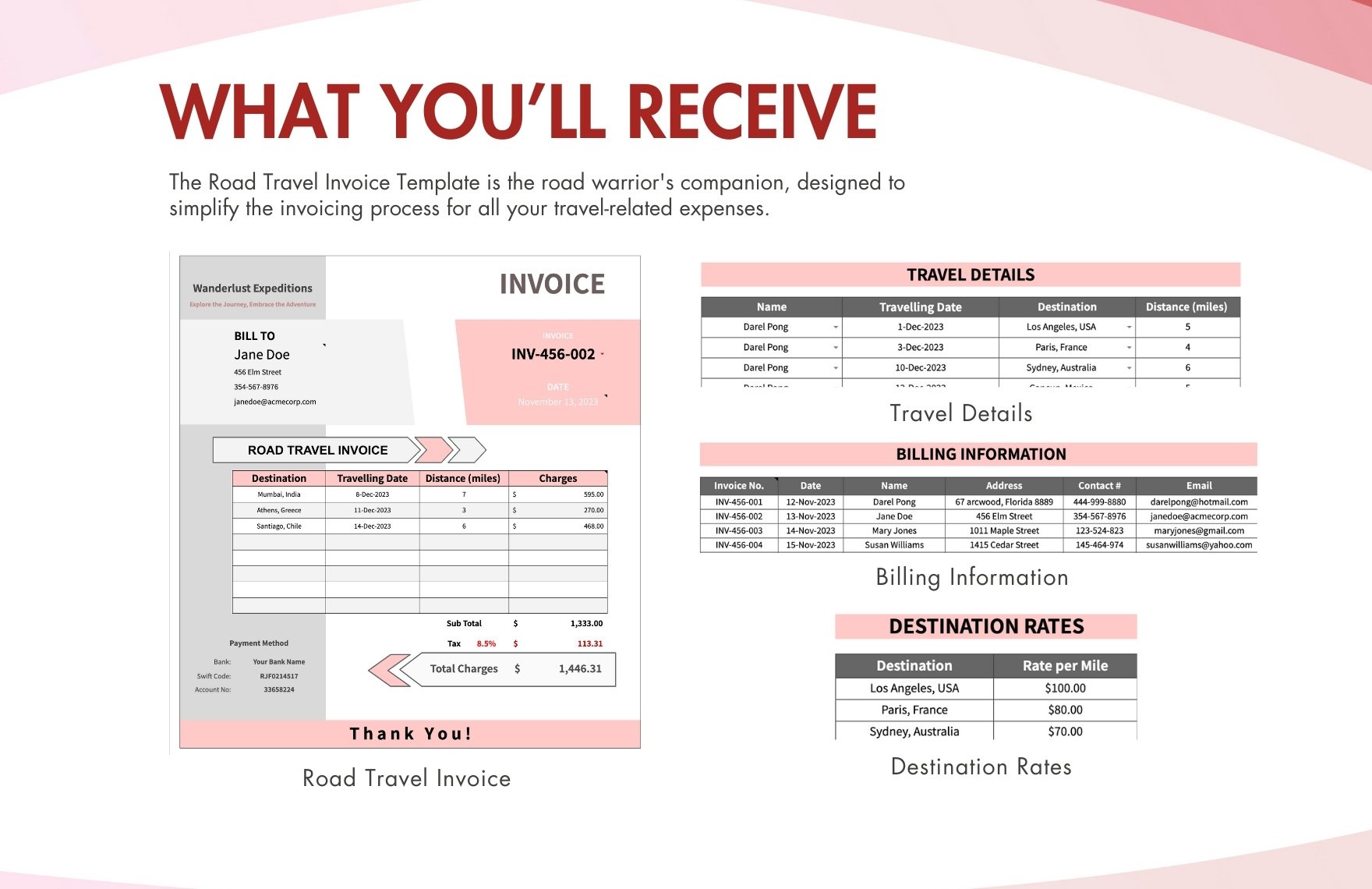 Road Travel Invoice Template