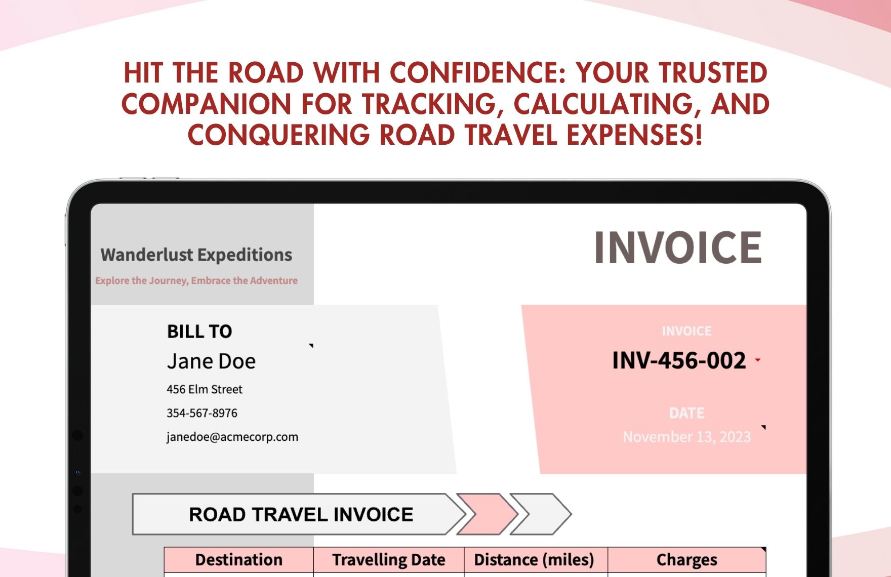 Road Travel Invoice Template