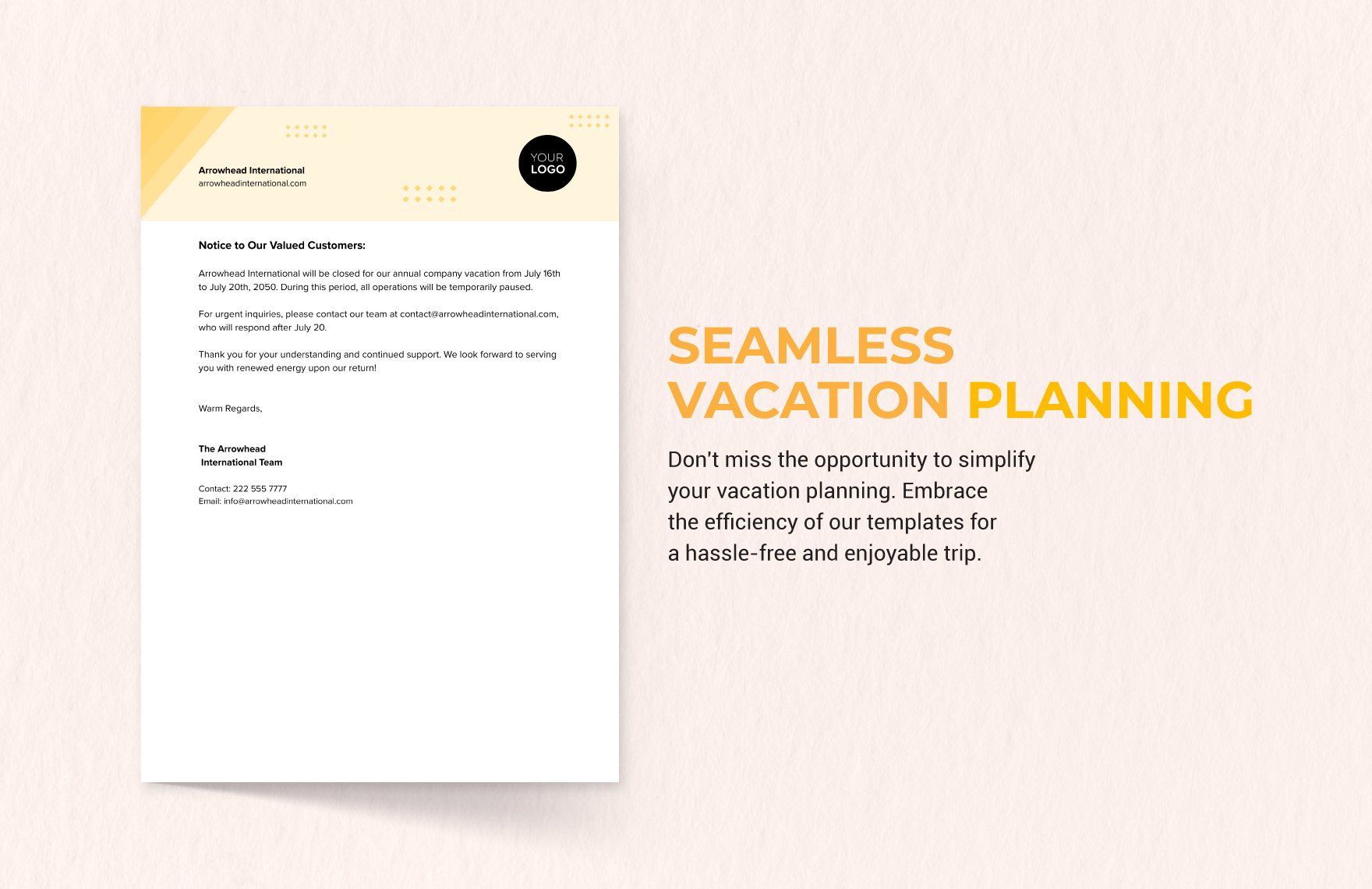 Closed for Vacation Template