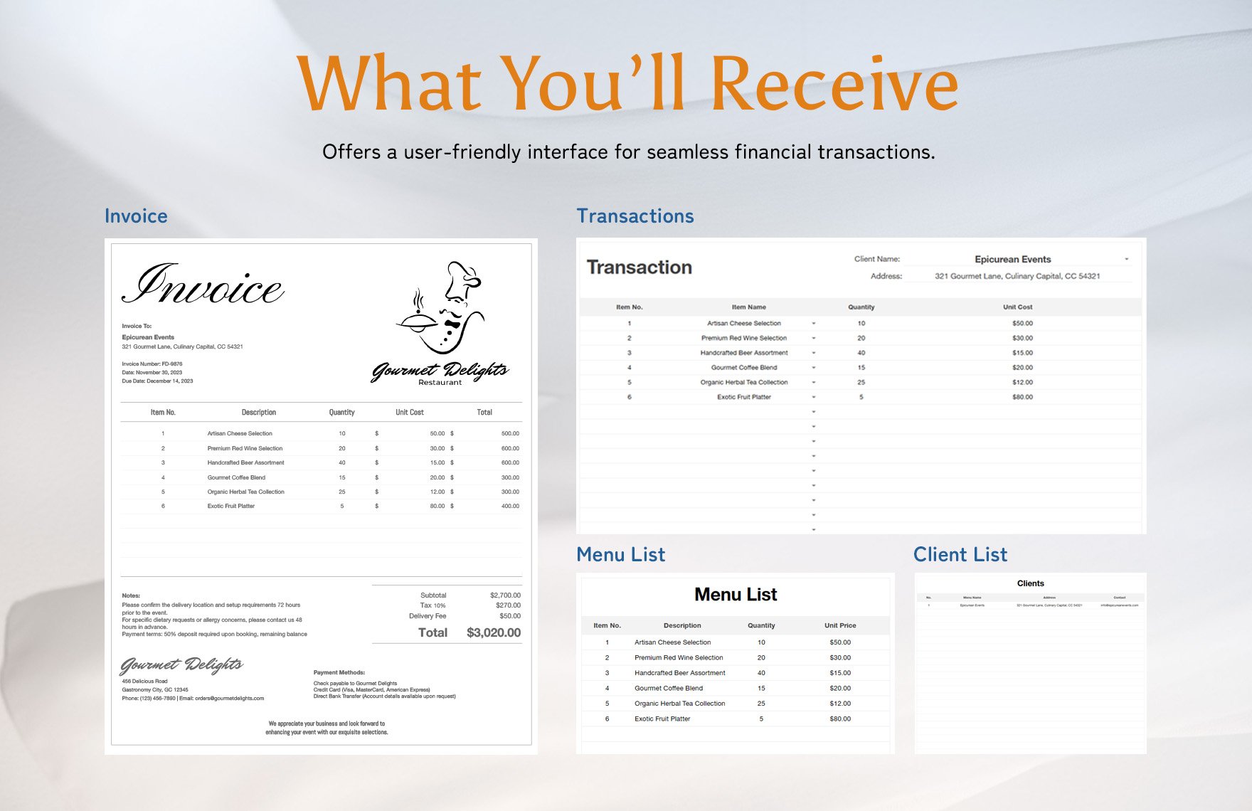 Food and Beverage Invoice Template