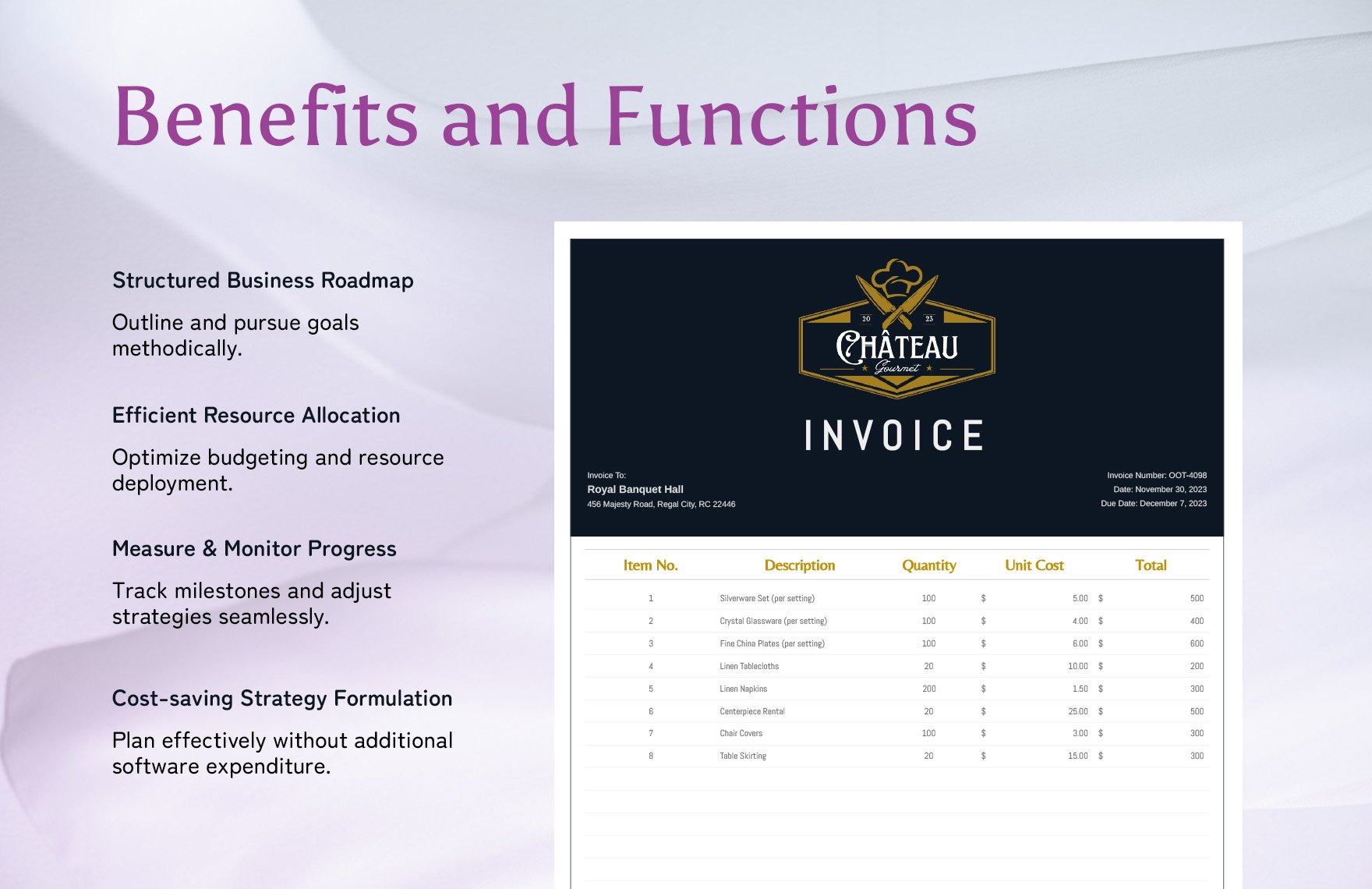 Table Service Invoice Template