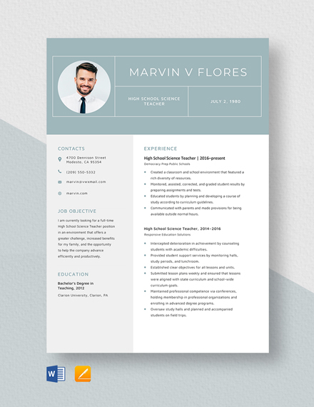 High School Resume - Download in Word, Illustrator, PSD, Apple Pages ...