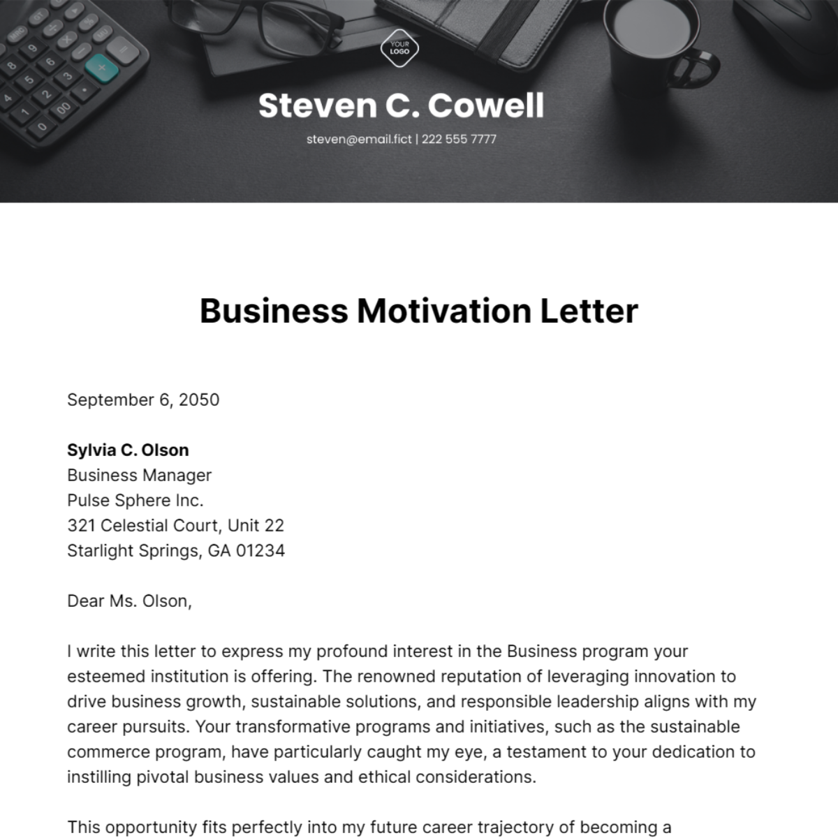 Business Motivation Letter Template