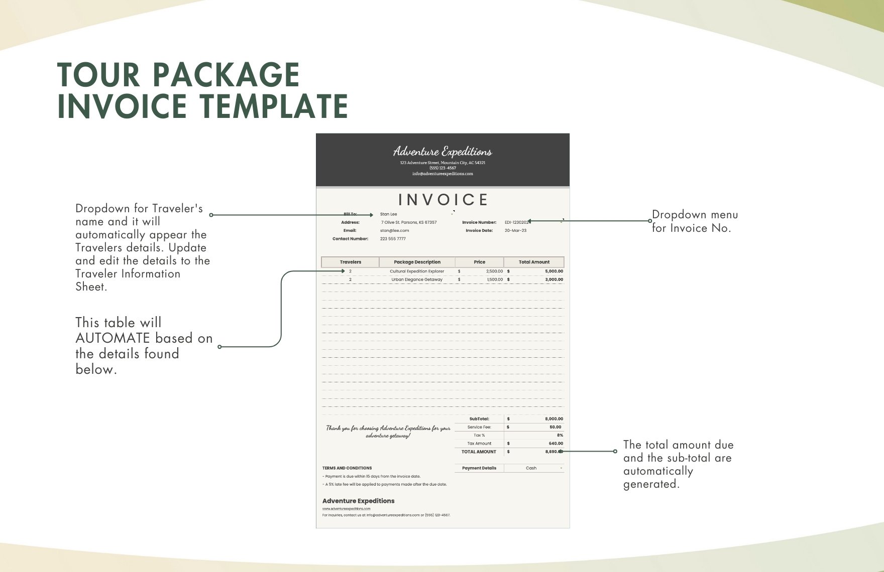 Tour Package Invoice Template