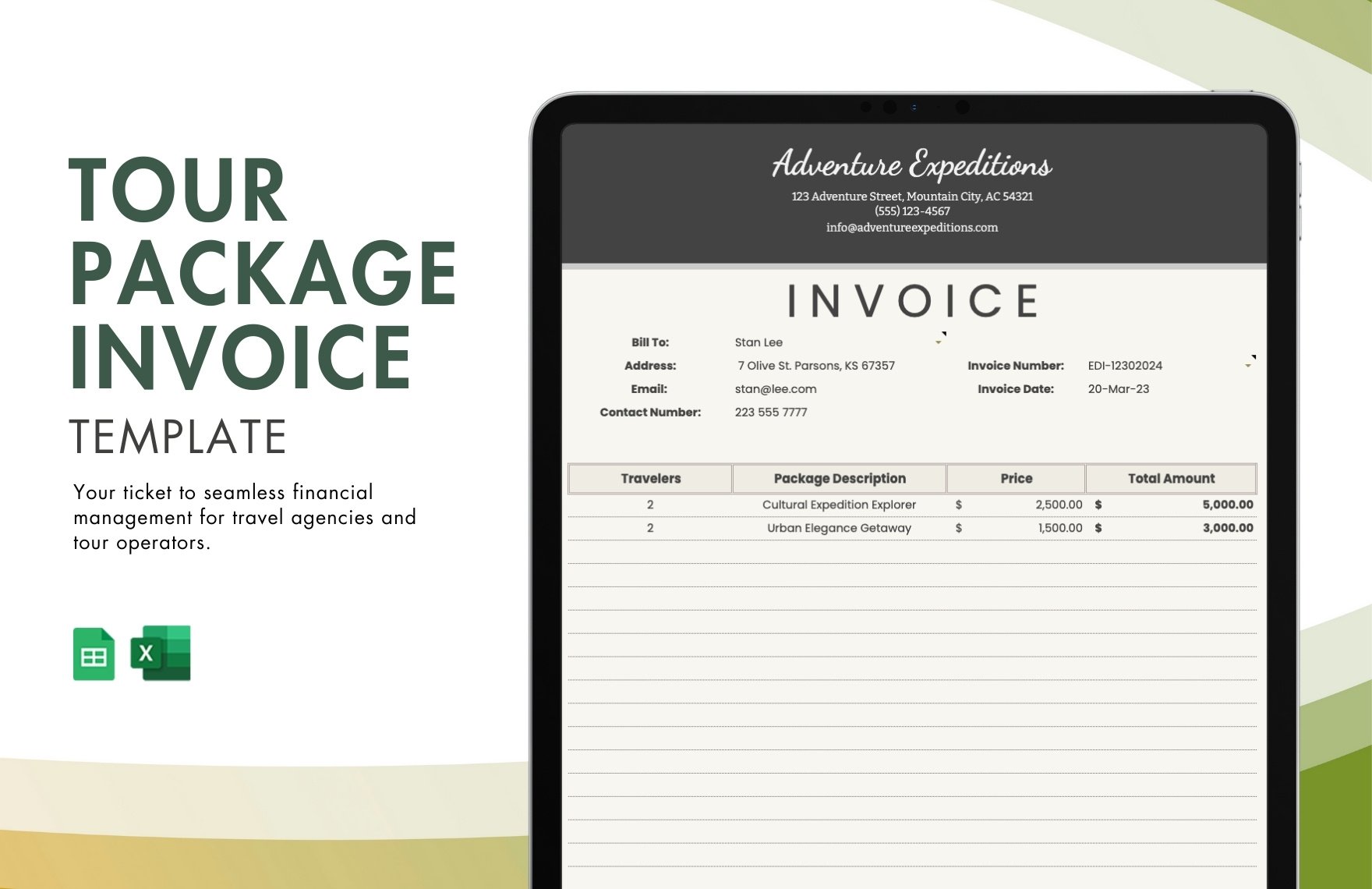 Tour Package Invoice Template