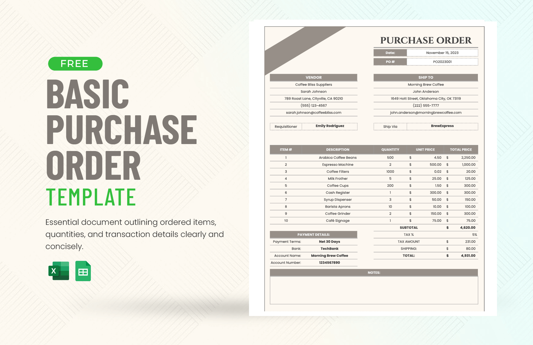 Basic Purchase Order Template