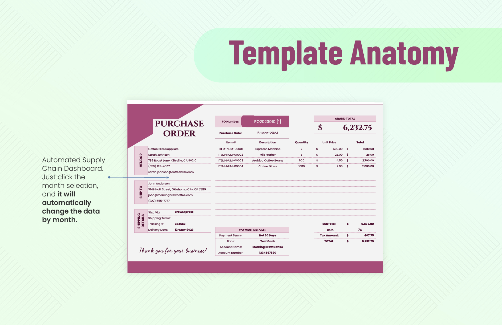 Editable Purchase Order Template