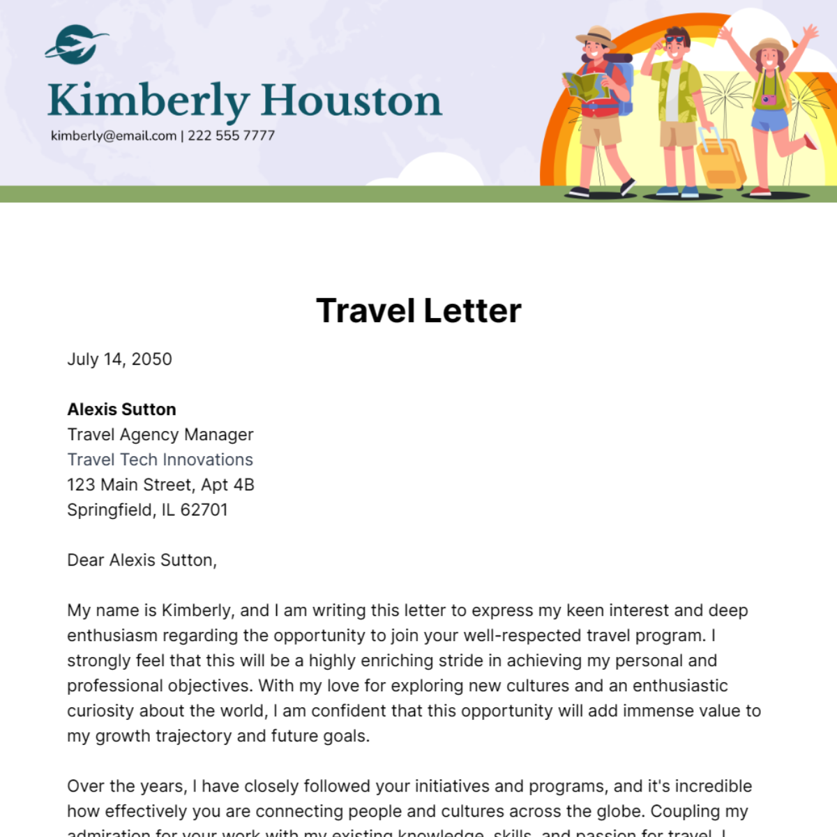 Travel Letter Template