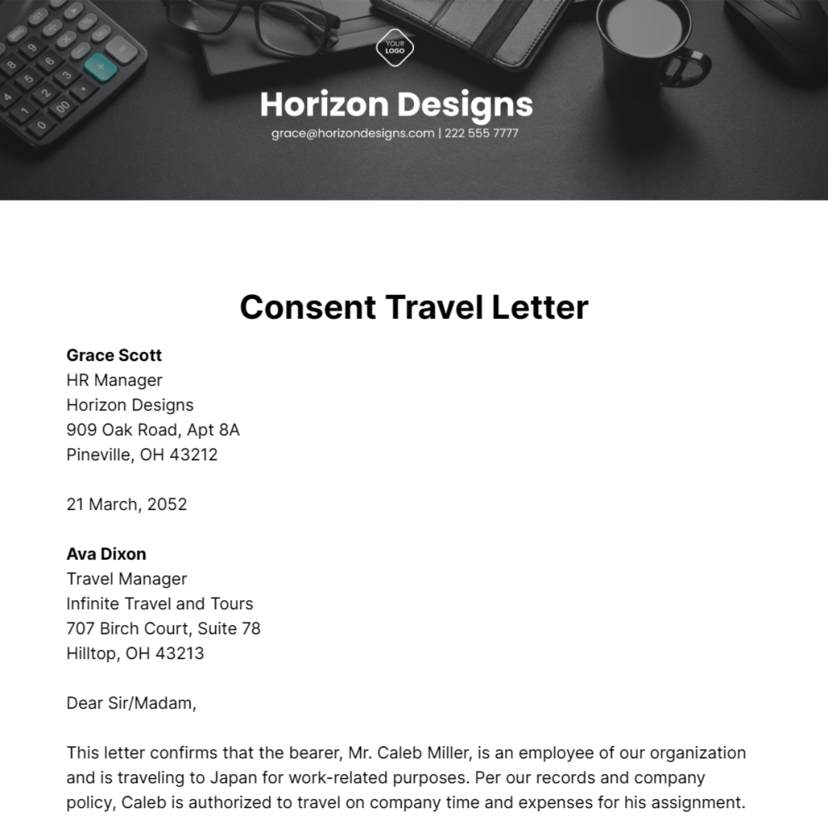 Consent Travel Letter Template