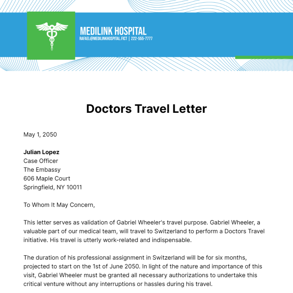 Doctors Travel Letter Template