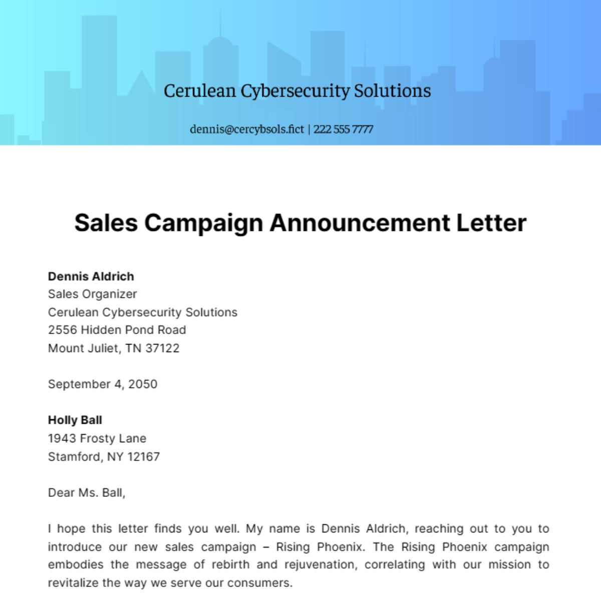 Sales Campaign Announcement Letter Template