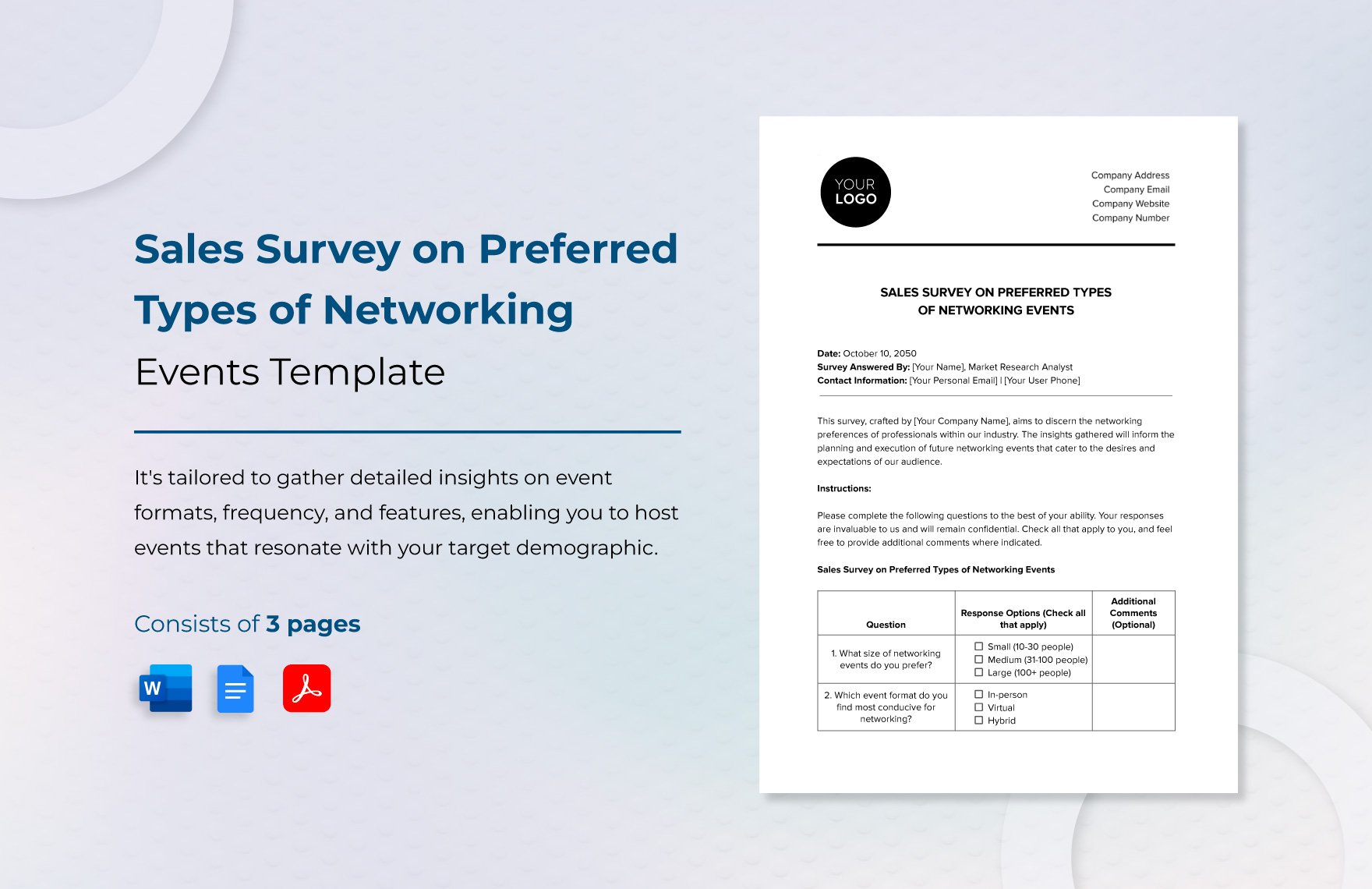 Sales Survey on Preferred Types of Networking Events Template