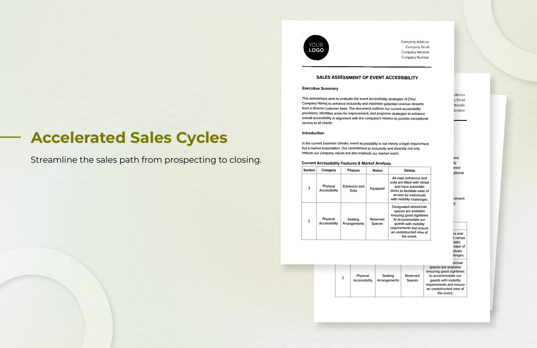 Sales Assessment of Event Accessibility Template