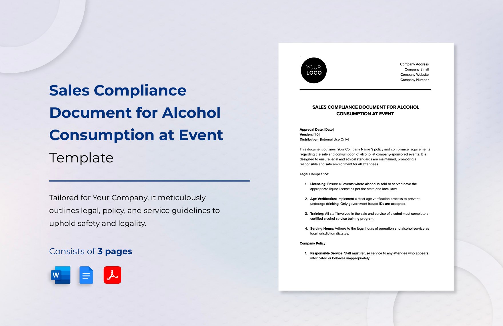 Sales Compliance Document for Alcohol Consumption at Event Template