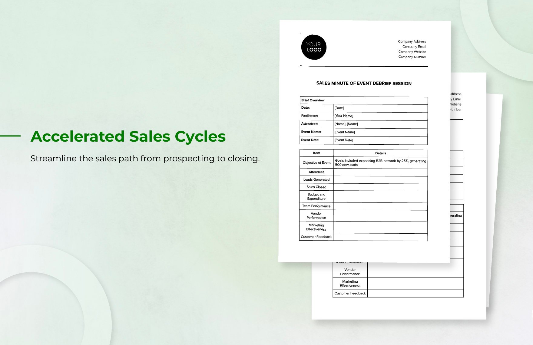 Sales Minute of Event Debrief Session Template