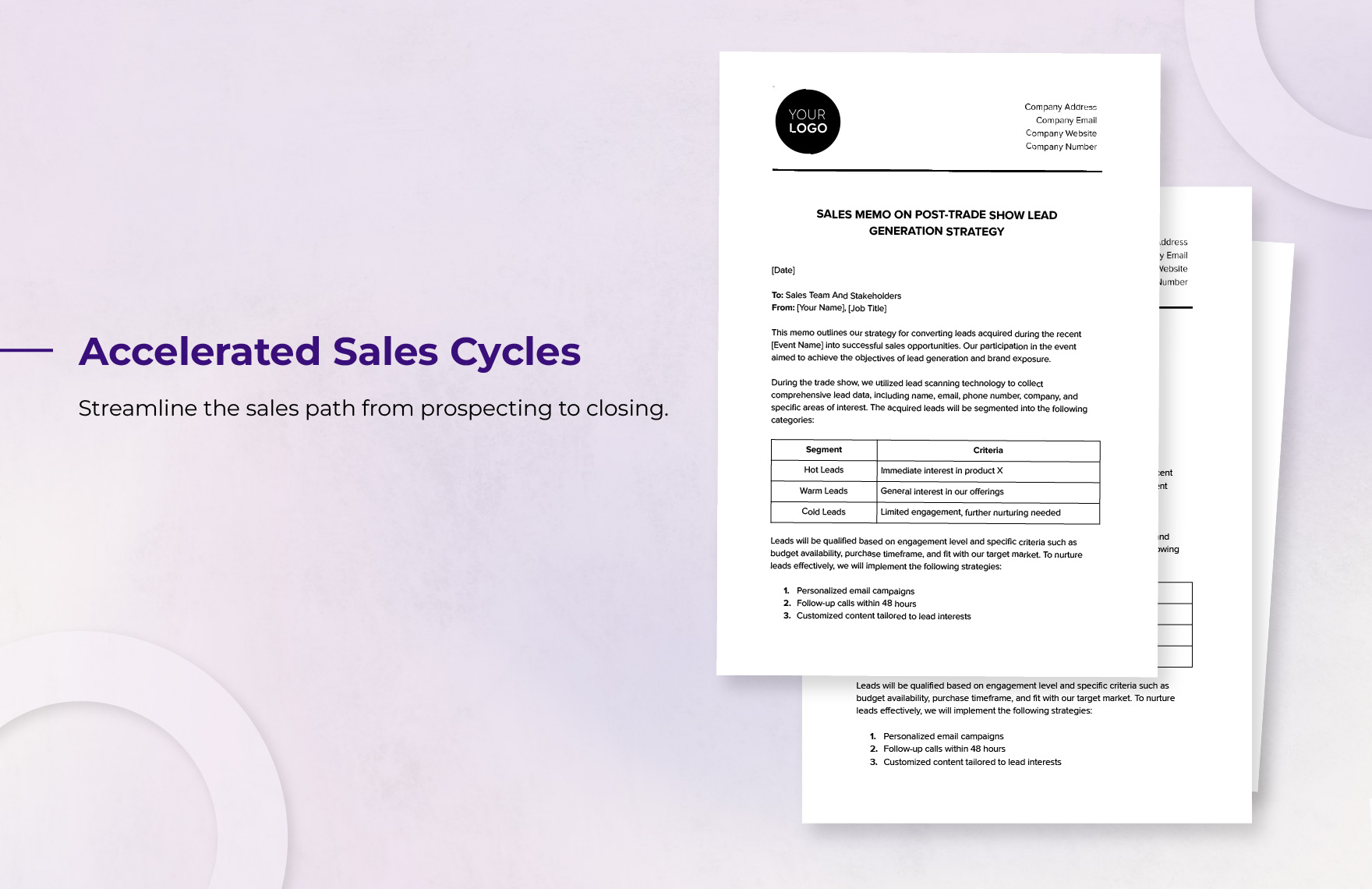Sales Memo on Post-Trade Show Lead Generation Strategy Template
