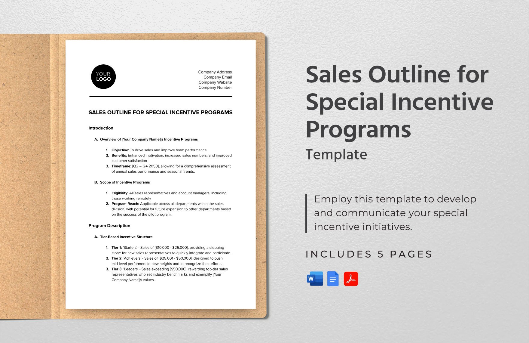 Sales Outline for Special Incentive Programs Template