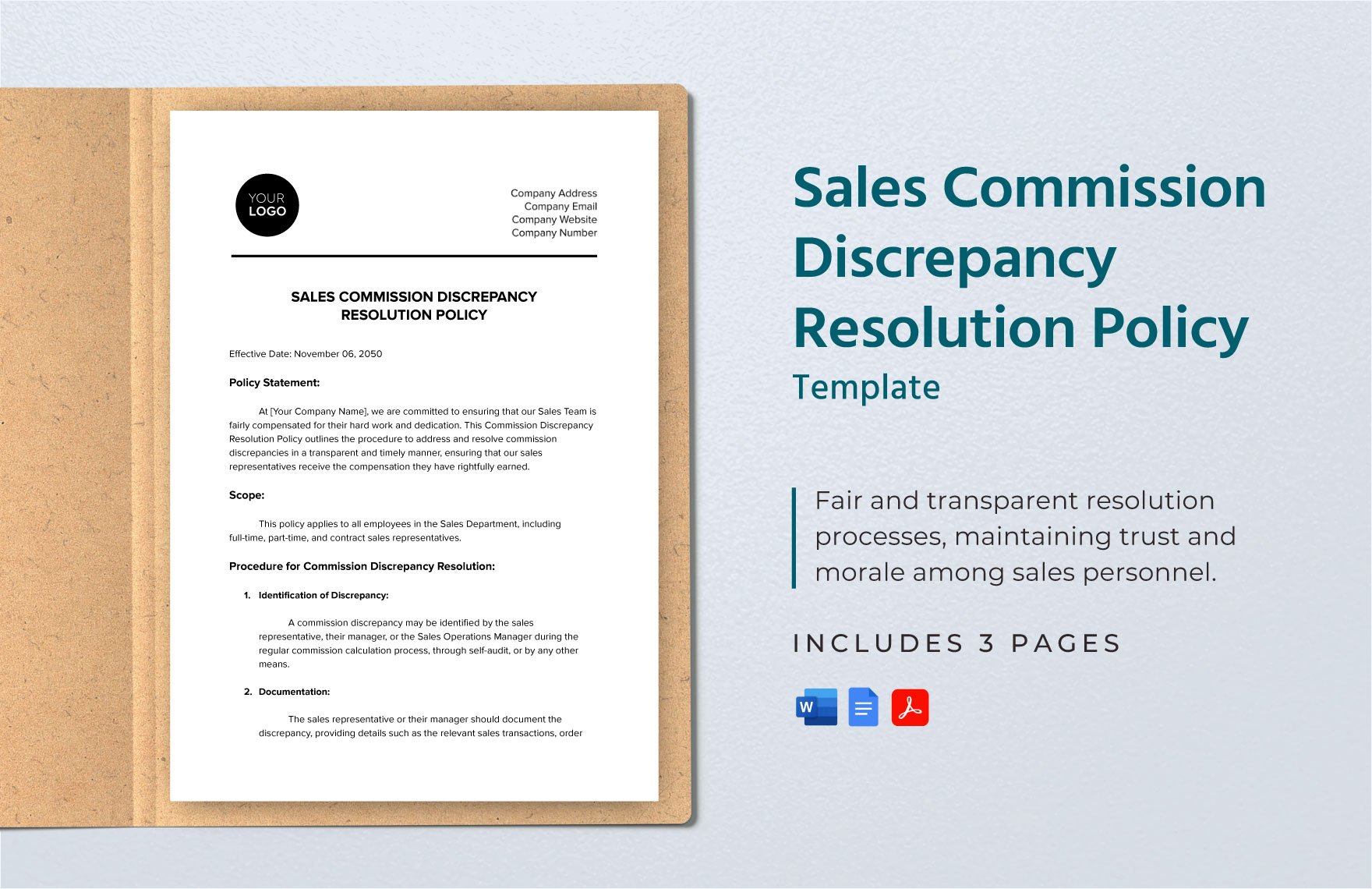 Sales Commission Discrepancy Resolution Policy Template