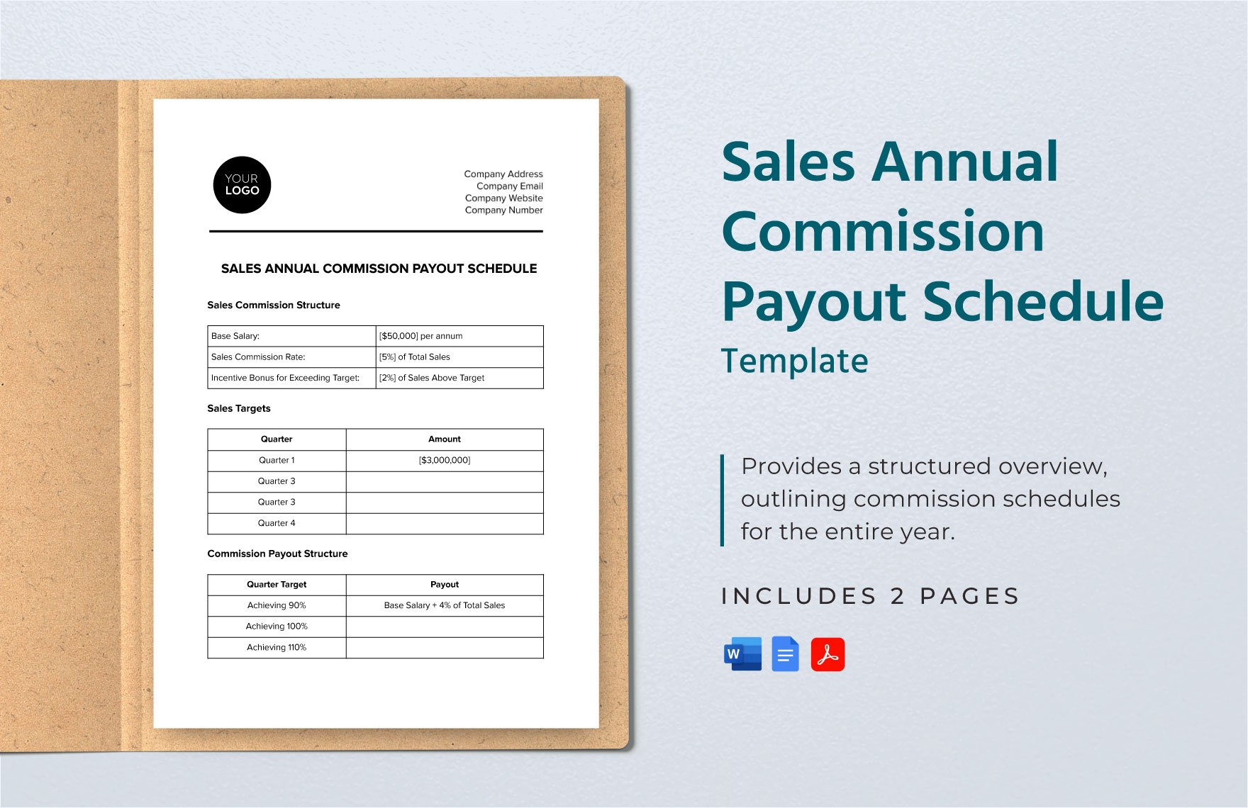 Sales Annual Commission Payout Schedule Template in Word, Google Docs, PDF
