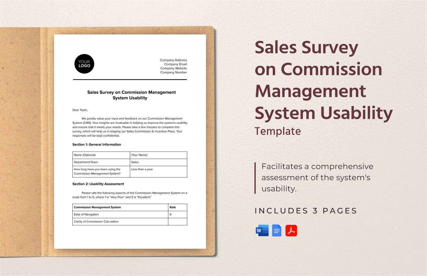 Sales Survey on Commission Management System Usability Template