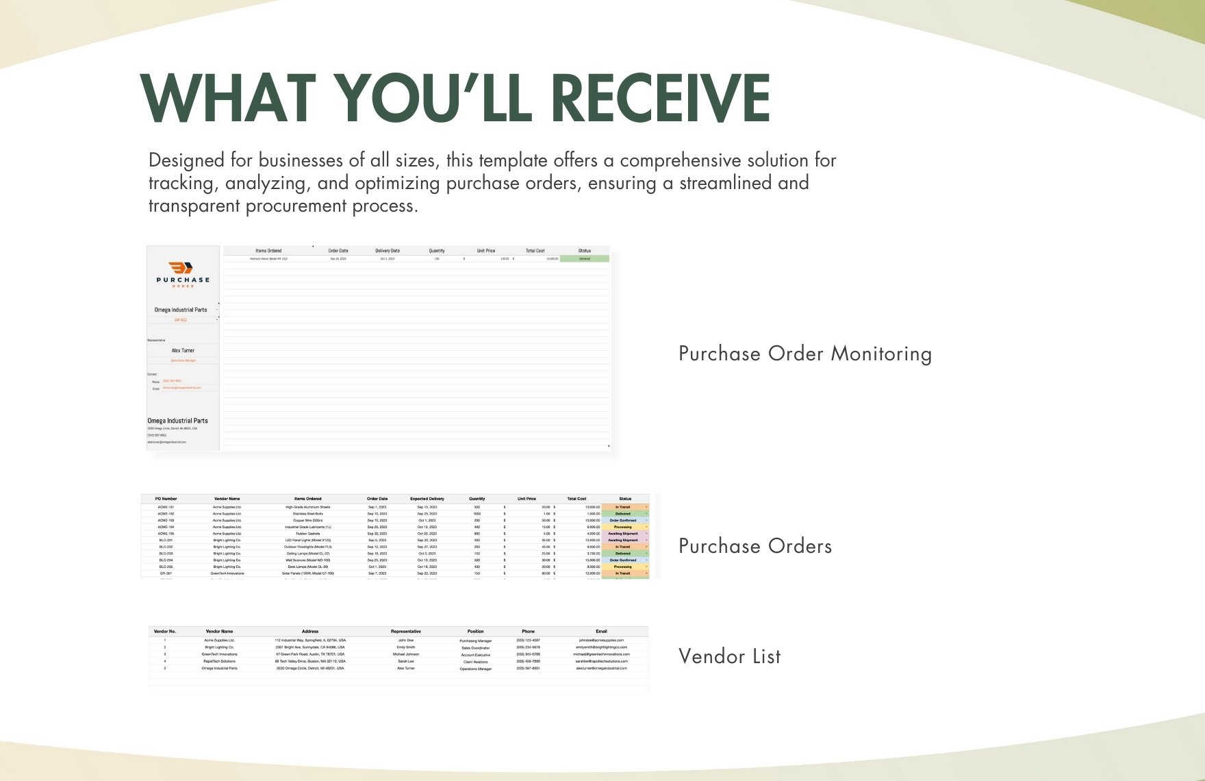 Purchase Order Monitoring Template