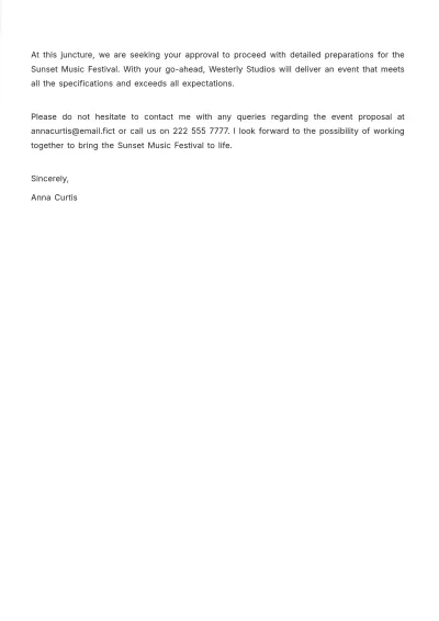 Free Sponsorship Letter for Music Event Template to Edit Online