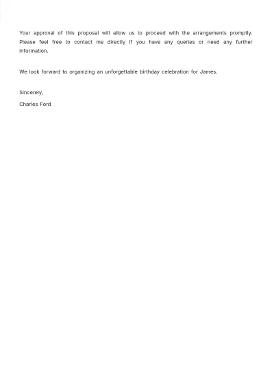 Free Birthday Celebration Event Proposal Letter Template to Edit Online