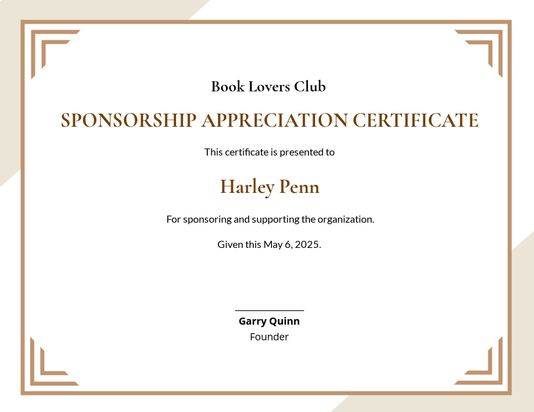 certificate of appreciation wording for sponsorship