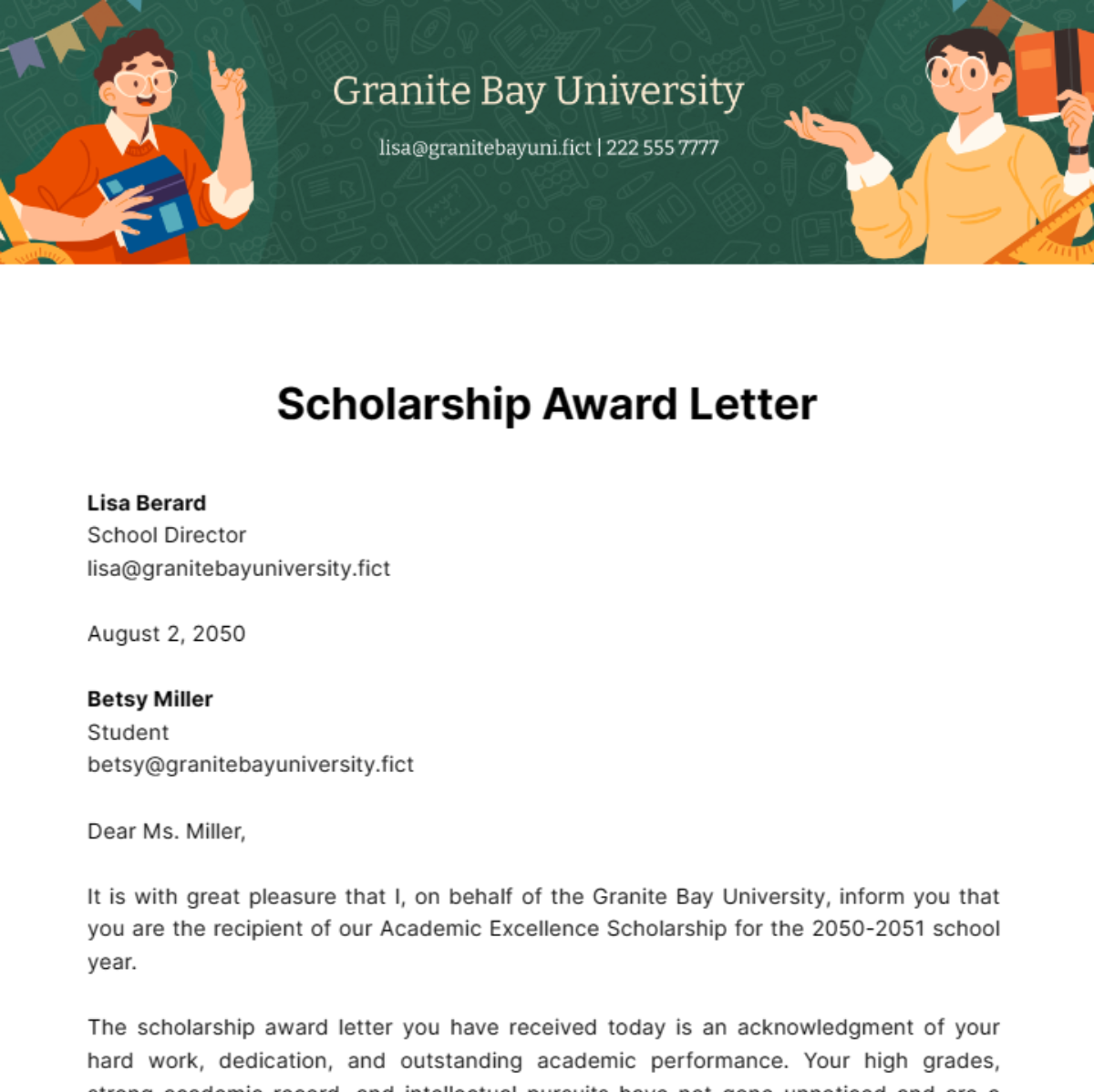 Scholarship Award Letter Template