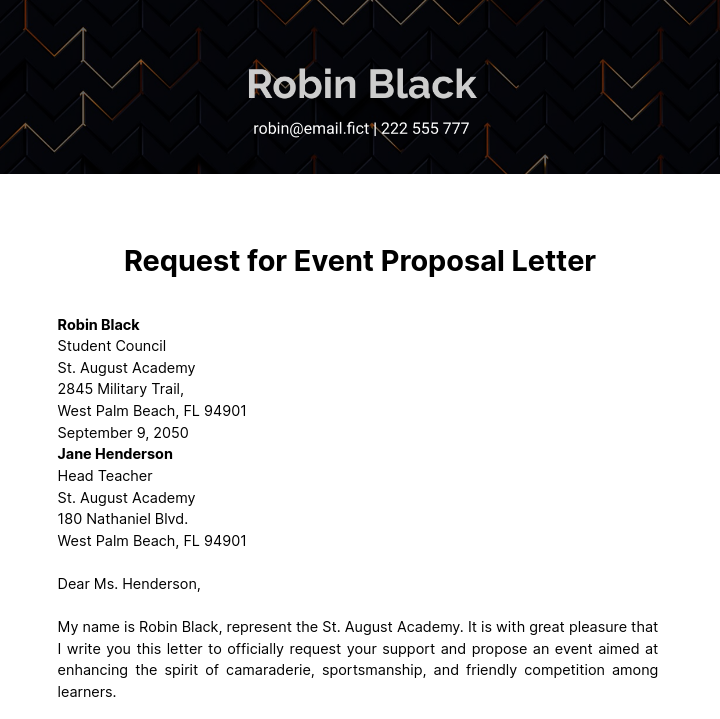Request for Event Proposal Letter Template