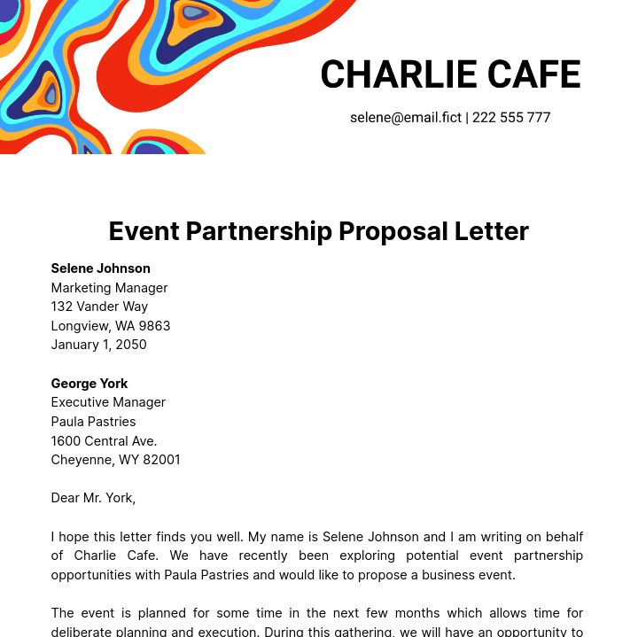 Event Partnership Proposal Letter Template