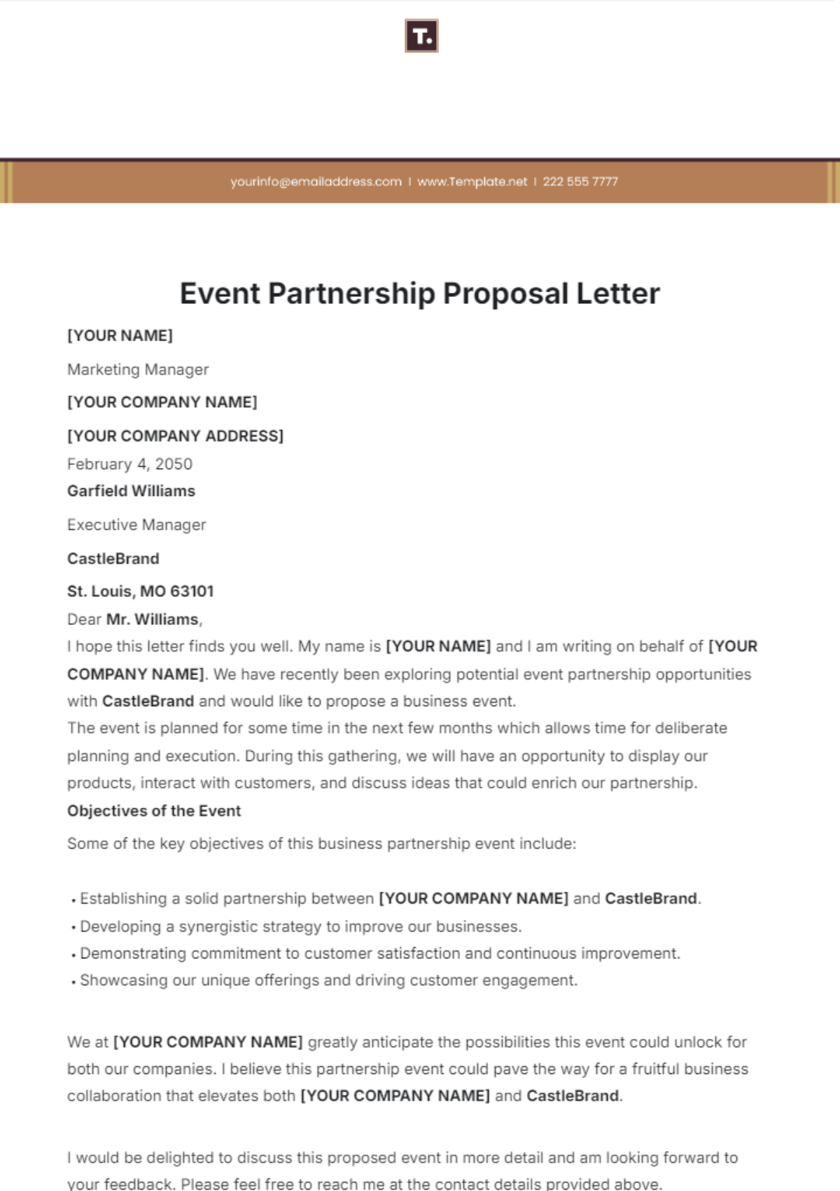 Event Partnership Proposal Letter Template