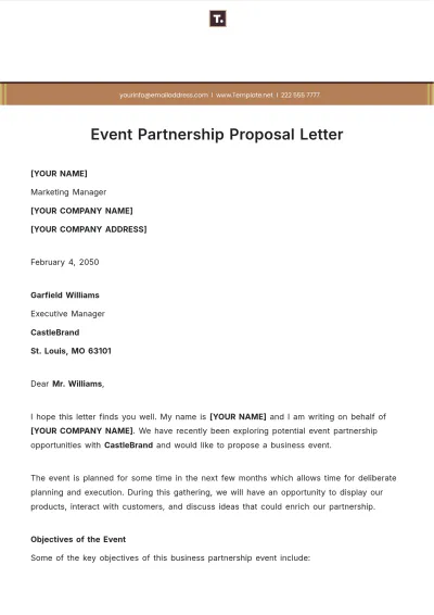 Free Event Partnership Proposal Letter Template to Edit Online