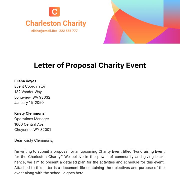 Letter of Proposal Charity Event Template
