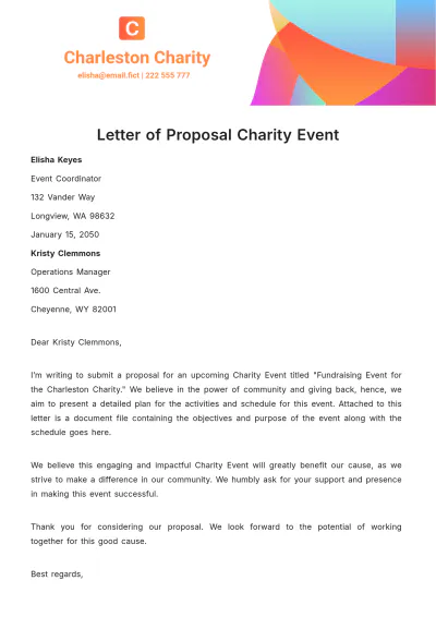Free Letter of Proposal Charity Event Template to Edit Online