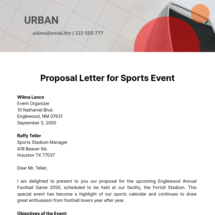 Proposal Letter for Sports Event Template