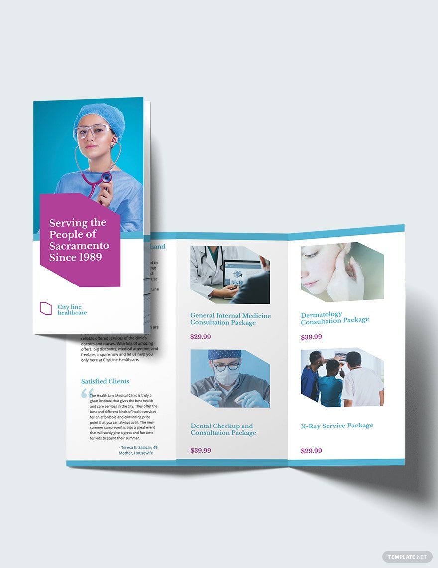 Healthcare Tri-Fold Brochure Template in Word, Illustrator, PSD, Apple Pages, Publisher, InDesign