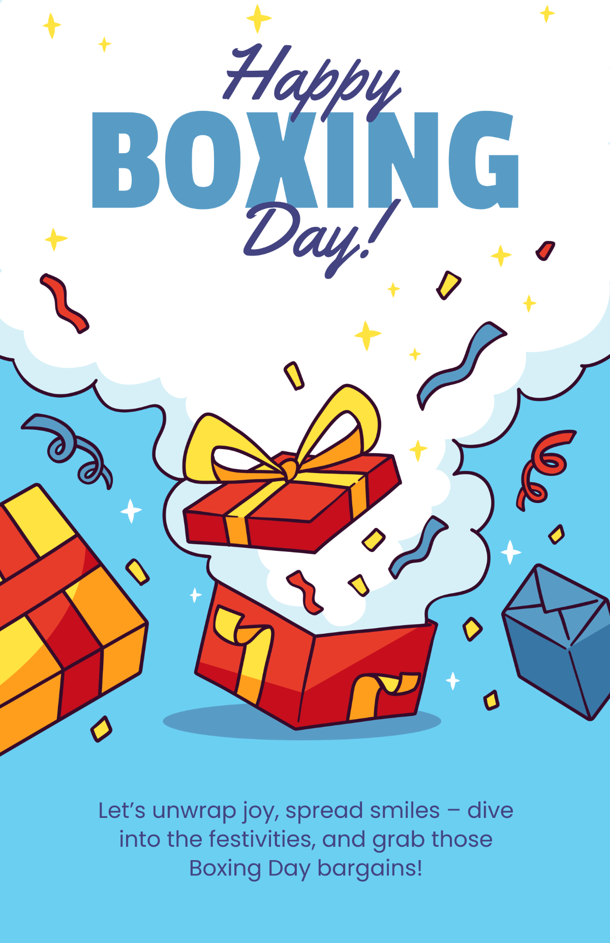 Free Simple Happy Boxing Day Poster Template
