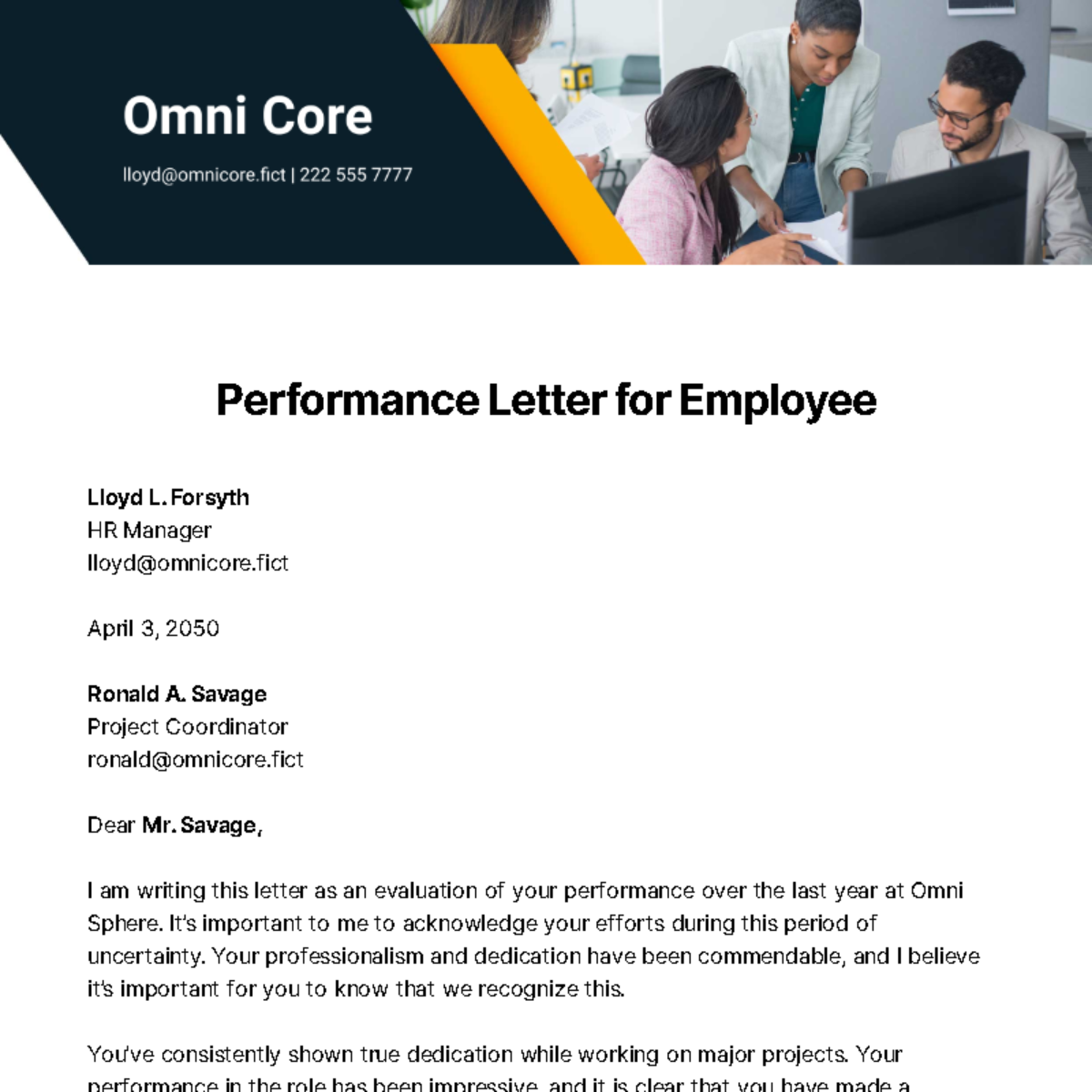 Sle Appreciation Letter To Employee For Outstanding Performance ...