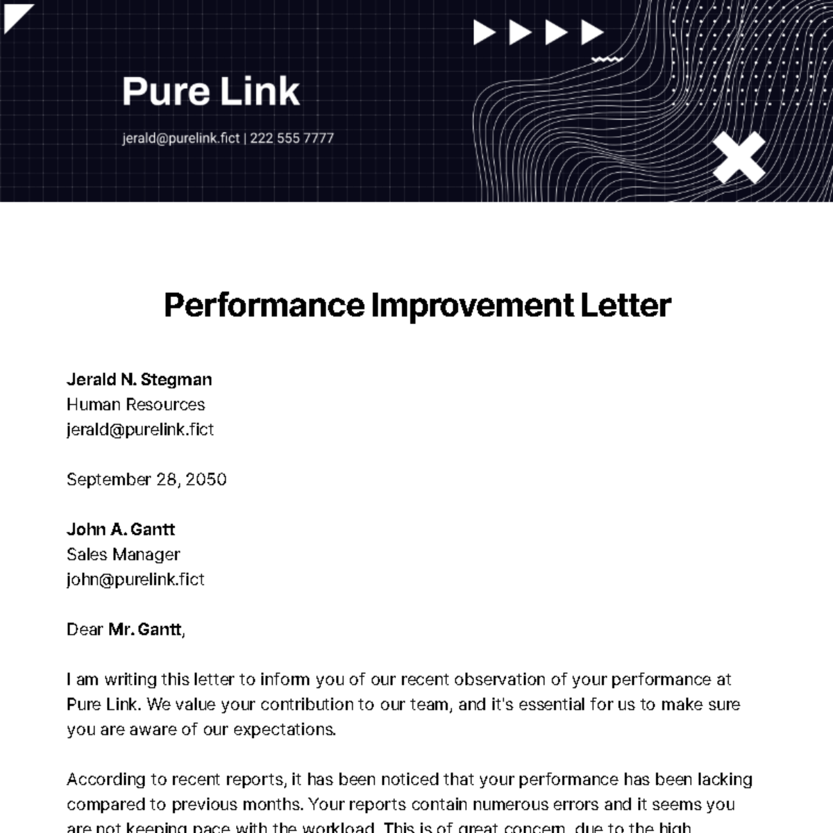 Performance Improvement Letter Template