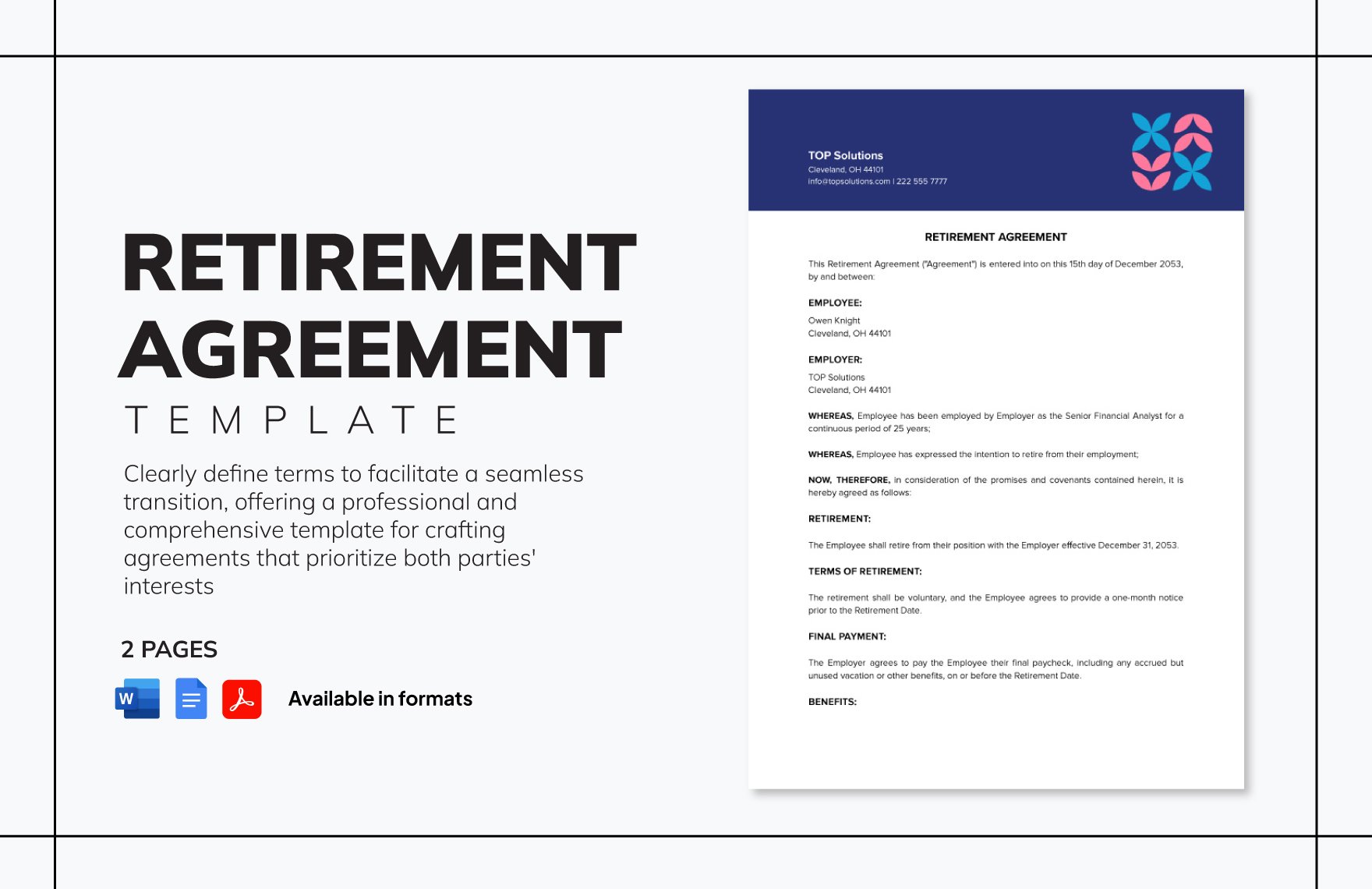 Free Retirement Agreement Template in Word, Google Docs, PDF
