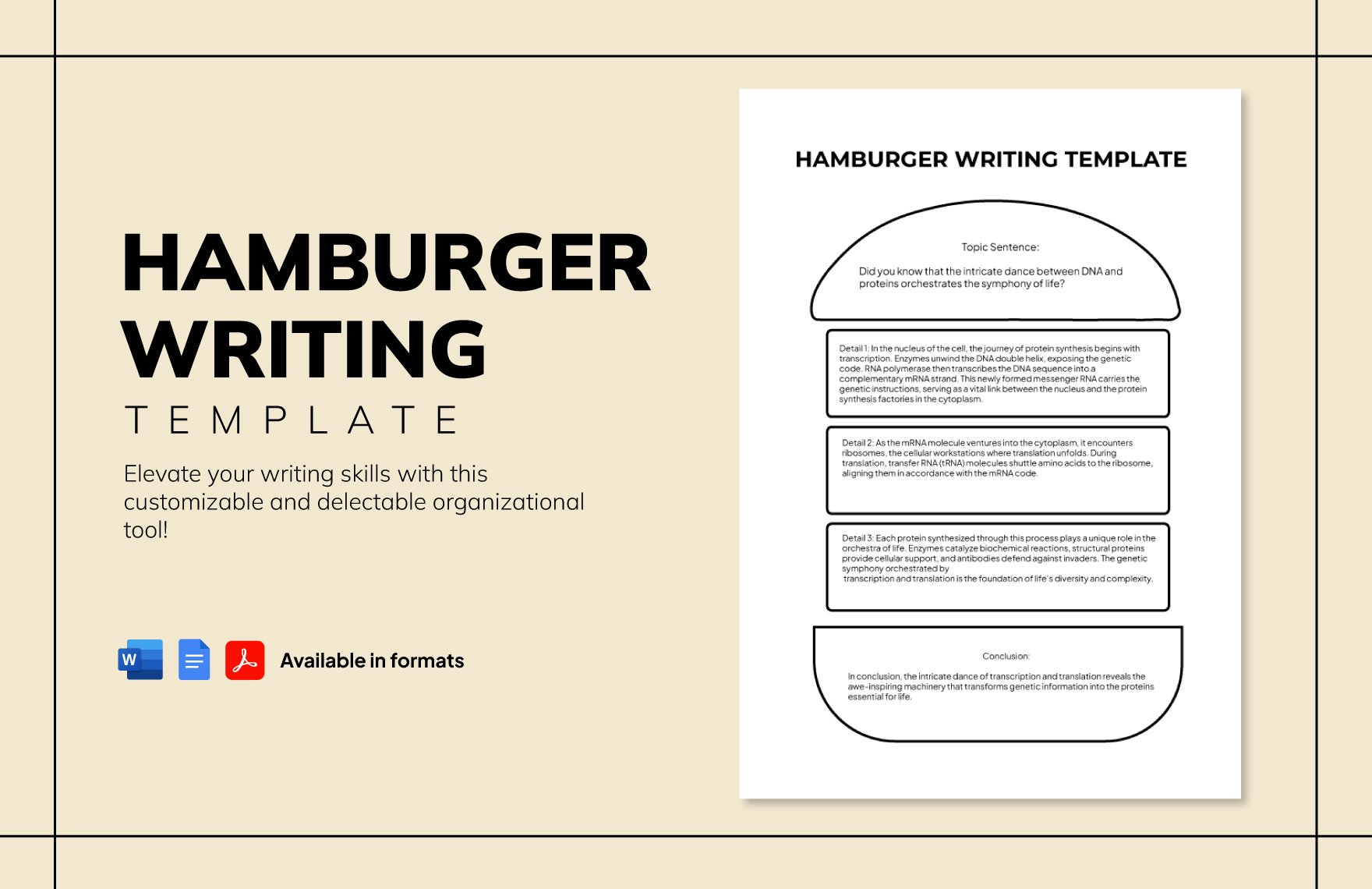 Hamburger Writing Template