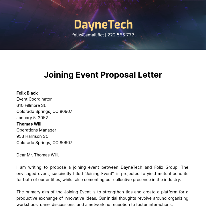 Joining Event Proposal Letter Template