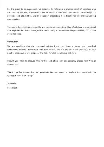 Free Joining Event Proposal Letter Template to Edit Online