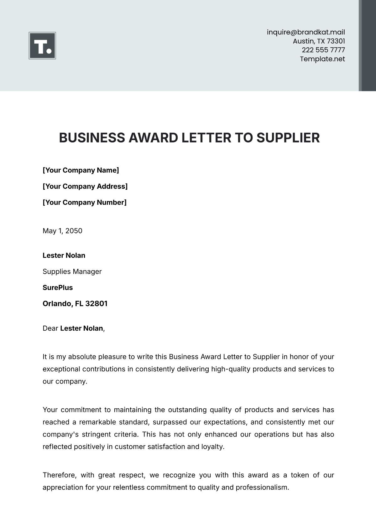 Free Award Letter Templates & Examples - Edit Online & Download ...