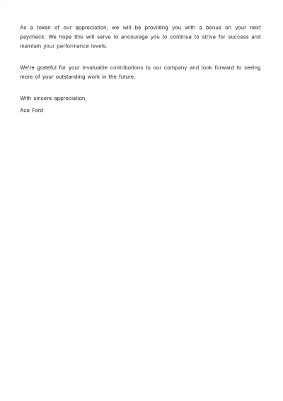 Free Excellent Work Performance Letter Template to Edit Online