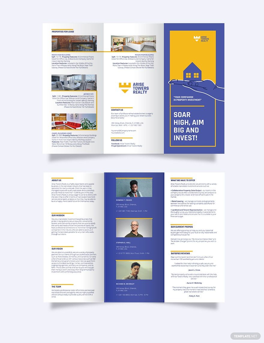 Free Residential Realestate Investment Tri-fold Brochure Template