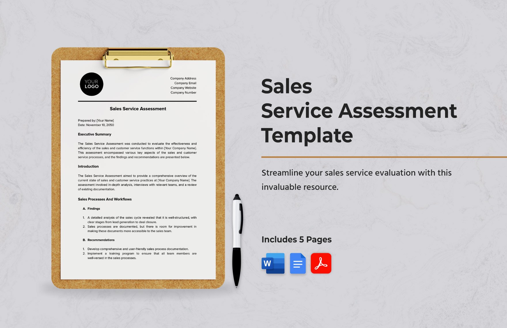 Sales Service Assessment Template
