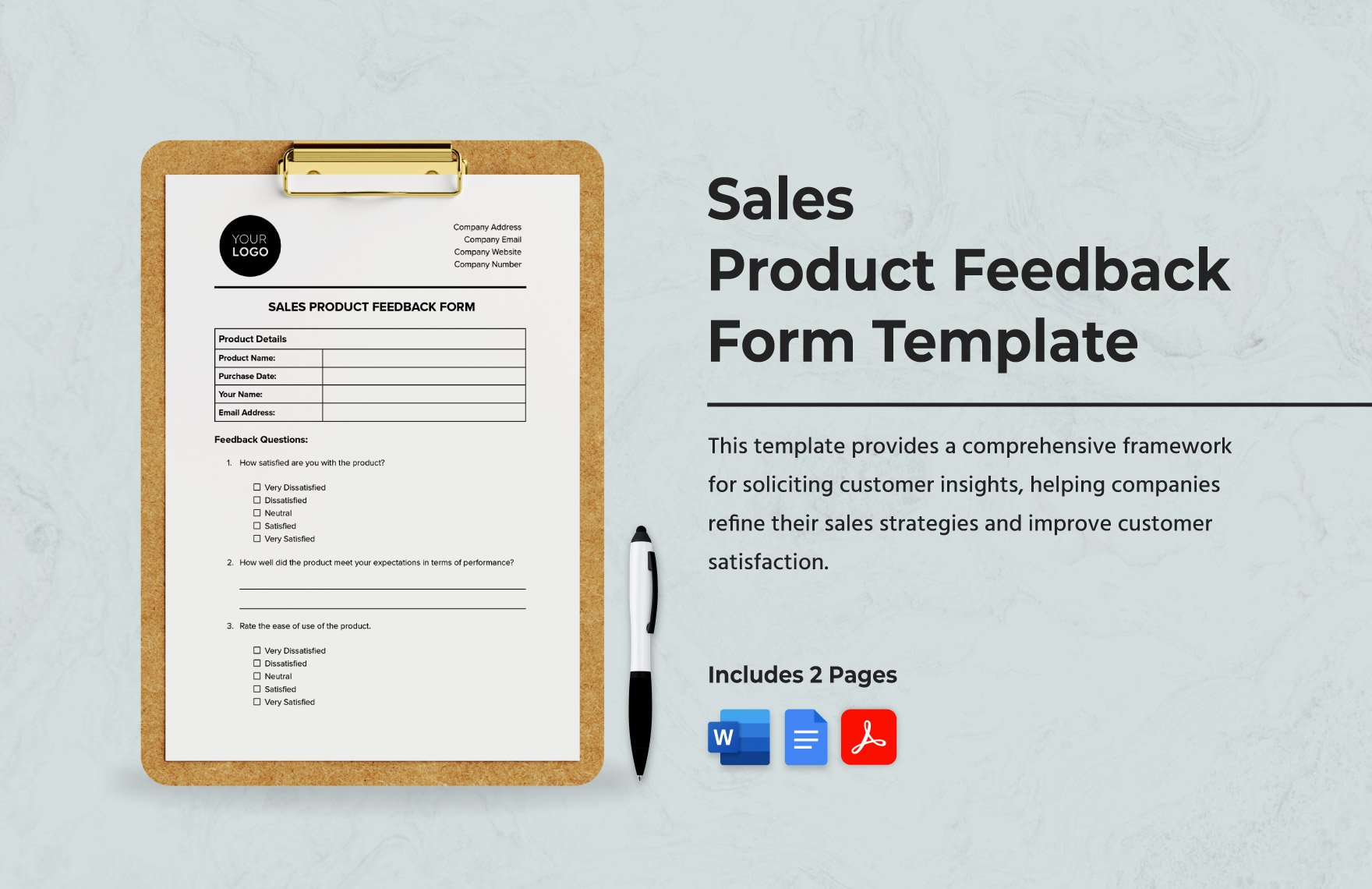 Sales Product Feedback Form Template in Word, Google Docs, PDF