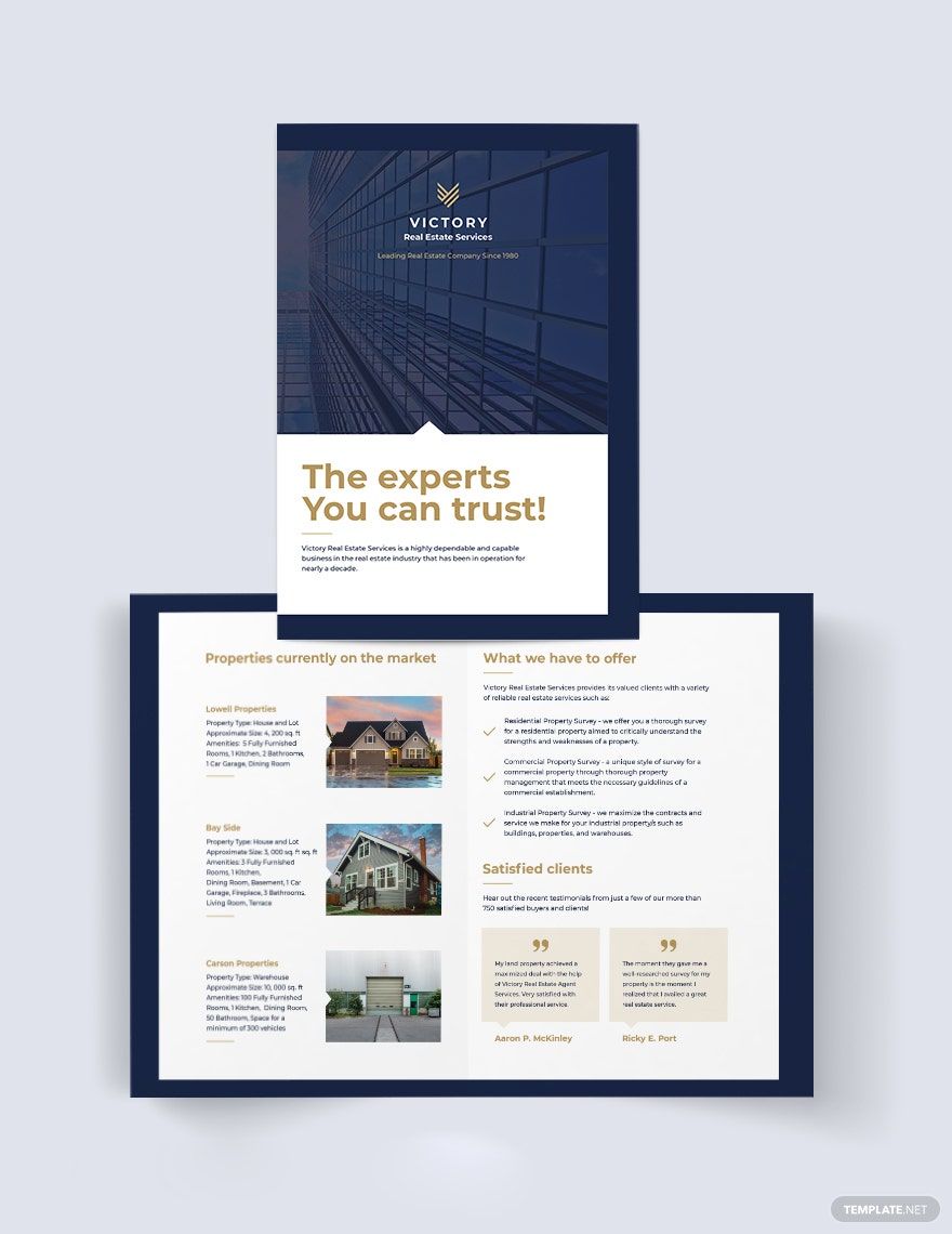 Commercial Real Estate Company Bi-Fold Brochure Template